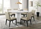 Jasper White 7 Piece 59"W Round Dining Table Set with Black Finish Chairs