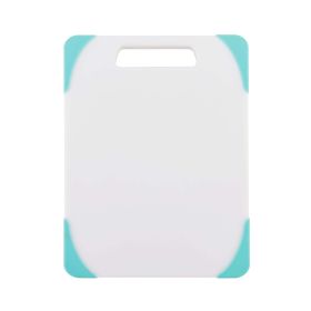 Farberware 7.75-inch x 11.25-inch Nonslip Poly/Plastic Cutting Board, Aqua Sky Corners