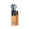 Farberware EdgeKeeper 14-Piece Stainless Steel Triple Riveted Slim Knife Set, Block Built-in Sharpener Navy