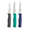 Farberware 3-piece High-Carbon Stainless Steel Paring Knife Set with Plastic Multi-Color Handles