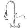 VEVOR Commercial Faucet Pre-Rinse with Sprayer, 8" Adjustable Center Wall Mount Kitchen Faucet with 12" Swivel Spout, 36" Height Compartment Sink Fauc