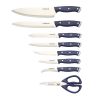 Farberware EdgeKeeper 14-Piece Stainless Steel Triple Riveted Slim Knife Set, Block Built-in Sharpener Navy