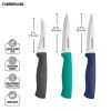 Farberware 3-piece High-Carbon Stainless Steel Paring Knife Set with Plastic Multi-Color Handles