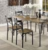 Dark Bronze Metal Kitchen 7pc Dining Set Dining Table And 6x Side Chairs Paper Veneer X-Cross Back Design Dining Room Furniture