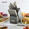 Farberware EdgeKeeper Professional 17-Piece Stainless Steel Knife Set with Block Built-in Knife Sharpener