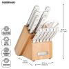 Farberware EdgeKeeper 14-Piece Forged Triple Rivet Kitchen Knife Set with Block White