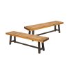 Carlisle Benches, Sandblasted Brown + Rustic Metal