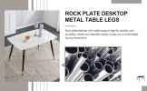 Table and chair set. White imitation marble stone tabletop with black metal legs. Black PU leather backrest and black metal leg chair. 1 table and 4 c