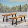 Carlisle Benches, Sandblasted Brown + Rustic Metal