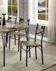 Dark Bronze Metal Kitchen 7pc Dining Set Dining Table And 6x Side Chairs Paper Veneer X-Cross Back Design Dining Room Furniture