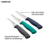 Farberware 3-piece High-Carbon Stainless Steel Paring Knife Set with Plastic Multi-Color Handles