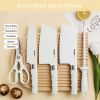 Knife Set for Kitchen, 6-Pieces White Non-stick Stainless Steel Knife Block Set, Ultra Sharp Kitchen Knife Set with Accessories for Cutting Slicing Di